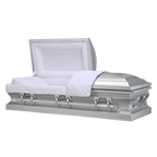 Oracle Silver Stainless Steel casket — white velvet interior
