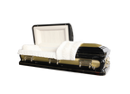 Orion Series Black and Gold Brush casket — black 18-gauge steel with ivory velvet interior (view 2)