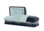 Clair Series Blue casket — blue 20-gauge steel with blue crepe interior (view 3)