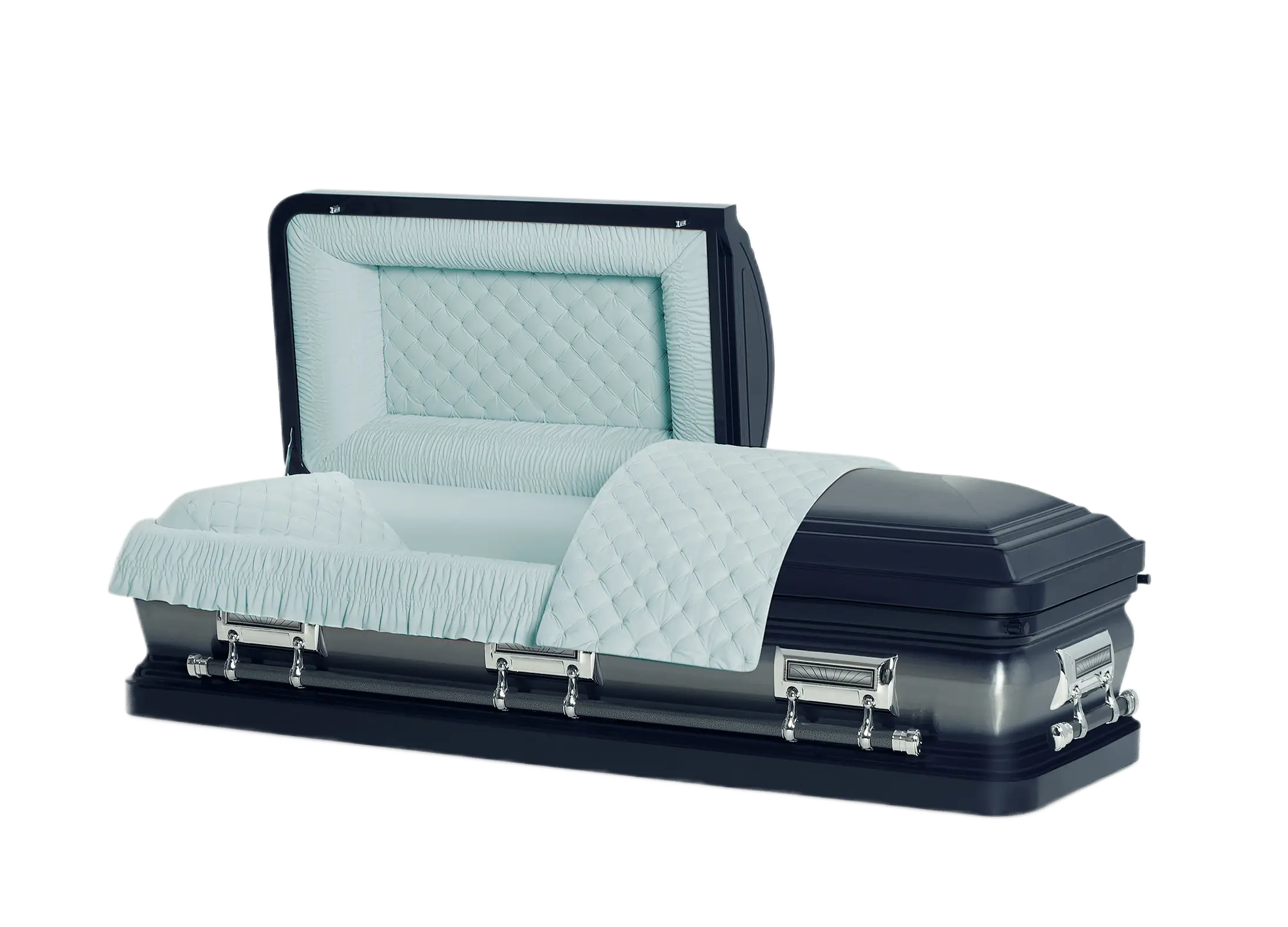 Clair Series Blue casket — blue 20-gauge steel with blue crepe interior (view 3)