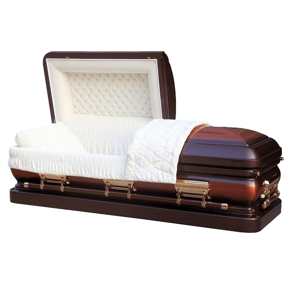 Orion Series Bronze casket — bronze 18-gauge steel with white velvet interior