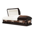 Orion Series Brown Brushed casket — brown 18-gauge steel with white velvet interior (view 2)