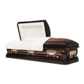 Orion Series Brown Brushed casket — brown 18-gauge steel with white velvet interior