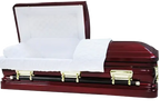 Orion Series Burgundy casket — burgundy 18-gauge steel with white velvet interior (view 2)