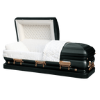 Orion Series Ebony w/ Gold casket — ebony 18-gauge steel with white velvet interior (view 2)