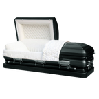 Orion Series Ebony casket — ebony 18-gauge steel with white velvet interior (view 2)