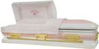 Orion Series Pink Brush casket — pink 18-gauge steel with light pink velvet interior (view 2)