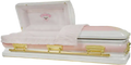 Orion Series Pink Brush casket — pink 18-gauge steel with light pink velvet interior