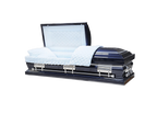 Orion Series Su Navy Blue casket — navy blue 18-gauge steel with blue velvet interior (view 2)