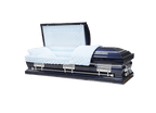 Orion Series Su Navy Blue casket — navy blue 18-gauge steel with blue velvet interior