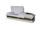 Orion Series White and Gold Brush casket — white 18-gauge steel with white velvet interior (view 2)