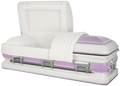Orion Series White and Lavender casket — purple 18-gauge steel with white velvet interior