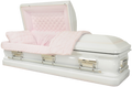 Orion Series White/Pink casket — white 18-gauge steel with light pink velvet interior