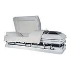 Orion Series White/Silver casket — white 18-gauge steel with white velvet interior (view 2)