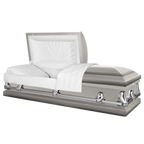 The Forever Series Silver casket — silver 20-gauge steel with crepe interior (view 2)