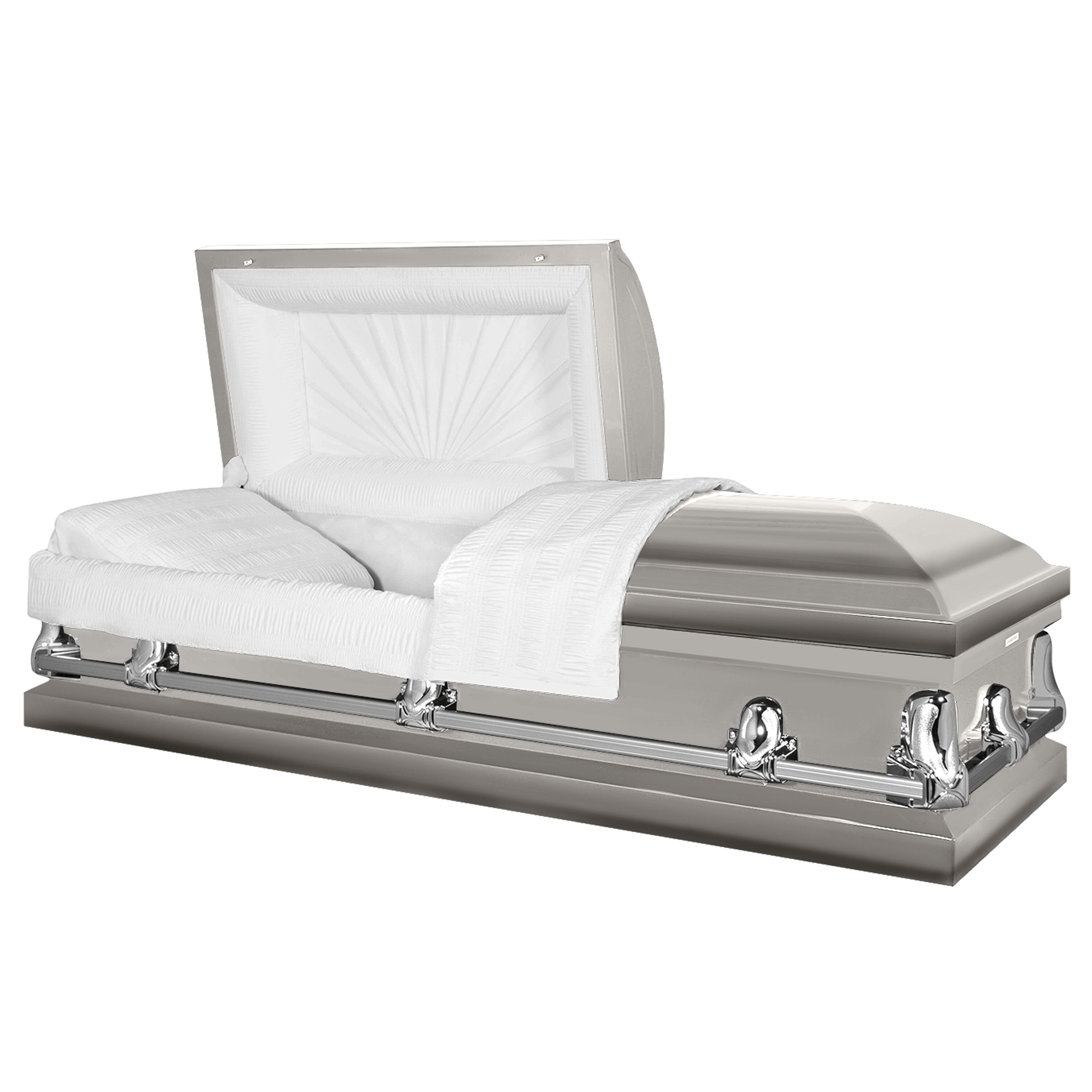 The Forever Series Silver casket — silver 20-gauge steel with crepe interior (view 2)
