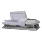 Pieta/Last Supper casket — white 18-gauge steel with white velvet interior (view 2)