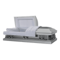 Pieta/Last Supper casket — white 18-gauge steel with white velvet interior
