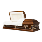 Pieta Oak casket — solid oak with rosetan crepe interior (view 2)