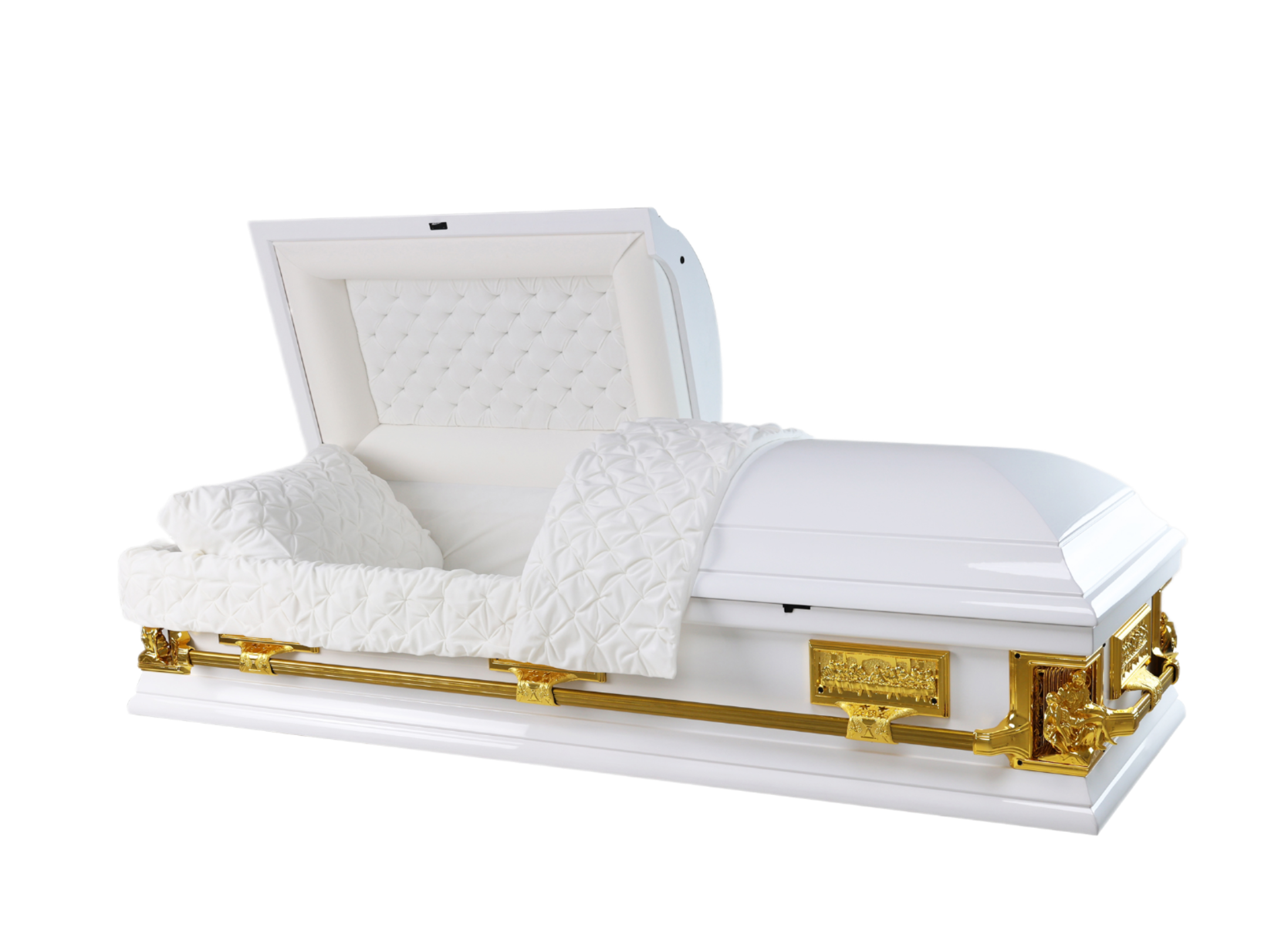 Pieta White Wood Casket — solid poplar with white velvet interior (view 2)