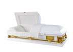 Pieta White Wood Casket — solid poplar with white velvet interior