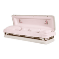 Discount Caskets Series Primrose Full Couch — pink 18-gauge steel with pink velvet interior