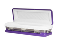 Discount Caskets Series Purple — purple 18-gauge steel with white velvet interior