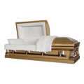 Delta Series Gold casket — gold 18-gauge steel with ivory velvet interior