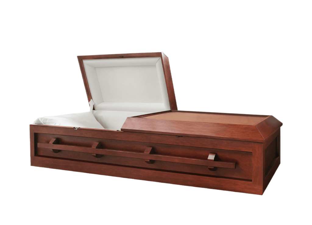 Cherry Cremation Casket — solid poplar with soft white velvet interior