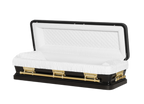 Discount Caskets Series Black and Gold Bar Full Couch — gold 18-gauge steel with ivory velvet interior (view 2)