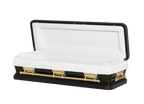 Discount Caskets Series Black and Gold Bar Full Couch — gold 18-gauge steel with ivory velvet interior