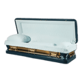 Discount Caskets Series Sapphire Full Couch — blue 18-gauge steel with blue velvet interior