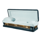 Discount Caskets Series Sapphire Full Couch — blue 18-gauge steel with blue velvet interior