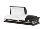 The Cambridge Series Black casket — black 20-gauge steel with white crepe interior (view 2)
