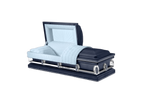 Batesville Saturn Blue Casket — blue 20-gauge steel with light blue crepe interior (view 3)