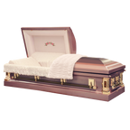 Saturn Caskets — pink 18-gauge steel with white velvet interior (view 2)