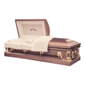 Saturn Caskets — pink 18-gauge steel with white velvet interior