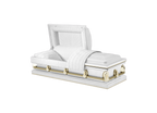 Batesville Saturn White Casket — white 20-gauge steel with light pink crepe interior (view 3)