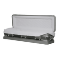 Discount Caskets Series Silver Full Couch — silver 18-gauge steel with white velvet interior
