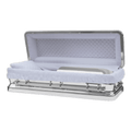 Silver Chrome Casket Full Couch — white velvet interior