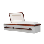 Silver Cloth Casket — wood with eggshell crepe interior