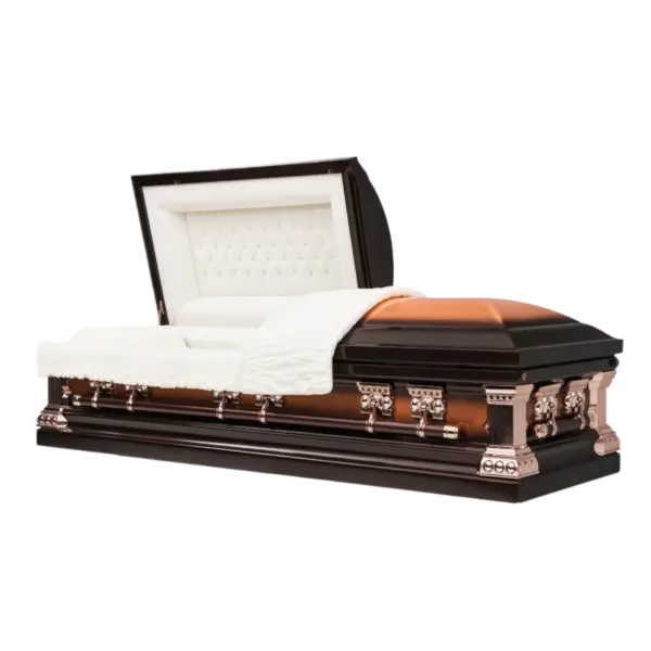 Solid Aegean Copper casket — almond velvet interior