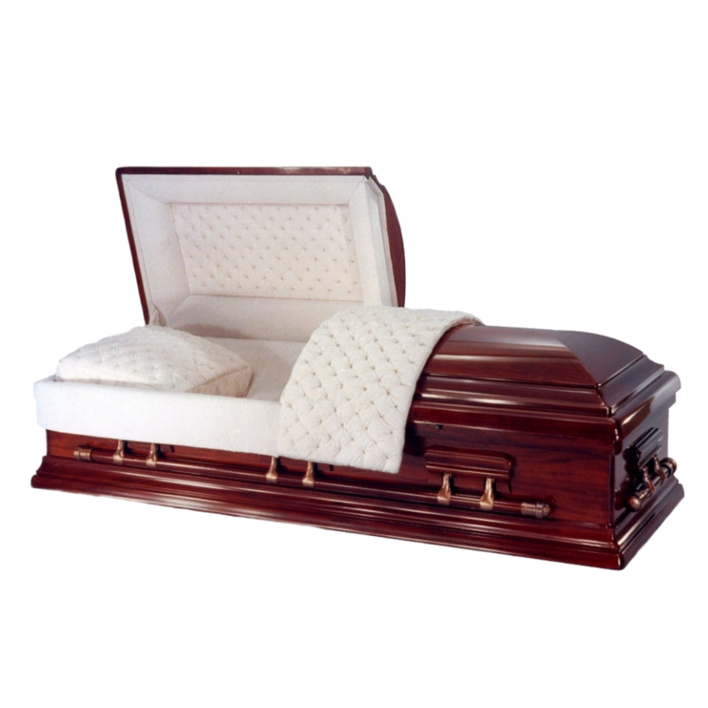 Solid Mahogany Classic casket — ivory velvet interior (view 2)