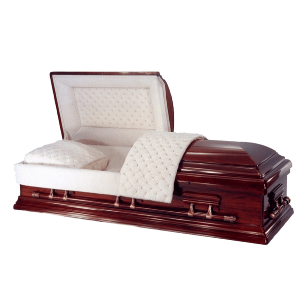 Solid Mahogany Classic casket — ivory velvet interior