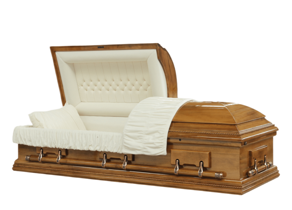 Solid Maple West Brook casket — eggshell velvet interior (view 2)