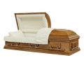 Solid Maple West Brook casket — eggshell velvet interior