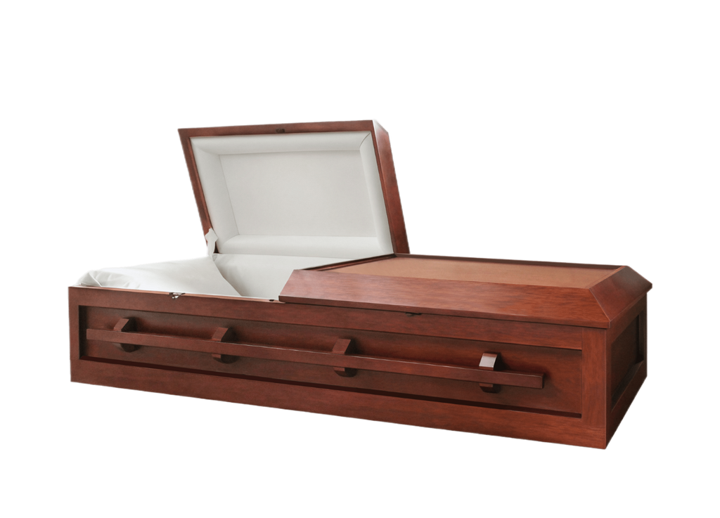 Solid Poplar Veneer Savin casket — soft white velvet interior (view 2)