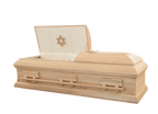 Solid Oak Solomon Casket — rosetan crepe interior (view 2)