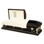 Batesville Stardust Casket — black 18-gauge steel with ivory crepe interior (view 2)