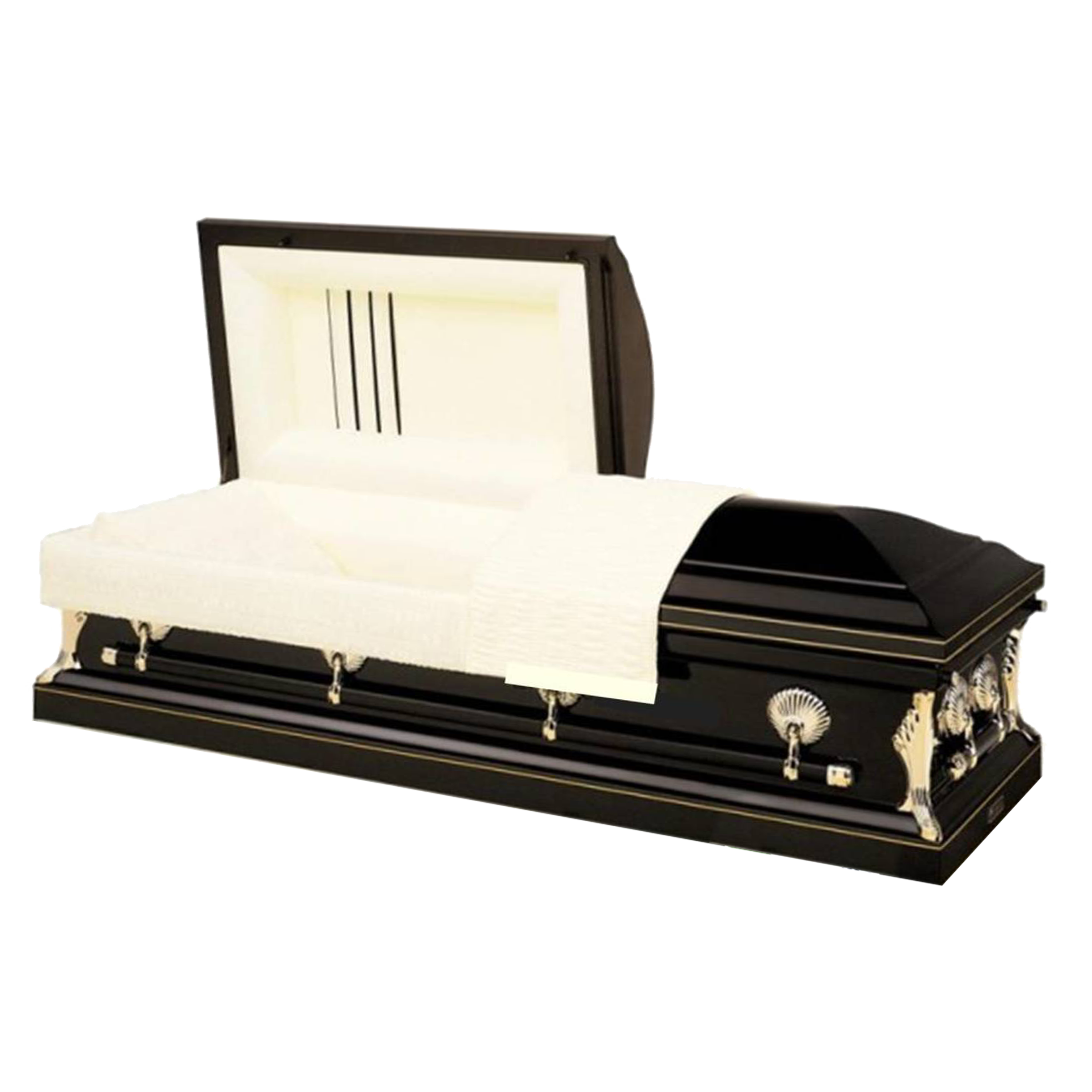 Batesville Stardust Casket — black 18-gauge steel with ivory crepe interior (view 2)